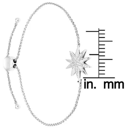 0.10 CT. T.W. Sterling Silver Diamond Starburst Bolo Bracelet