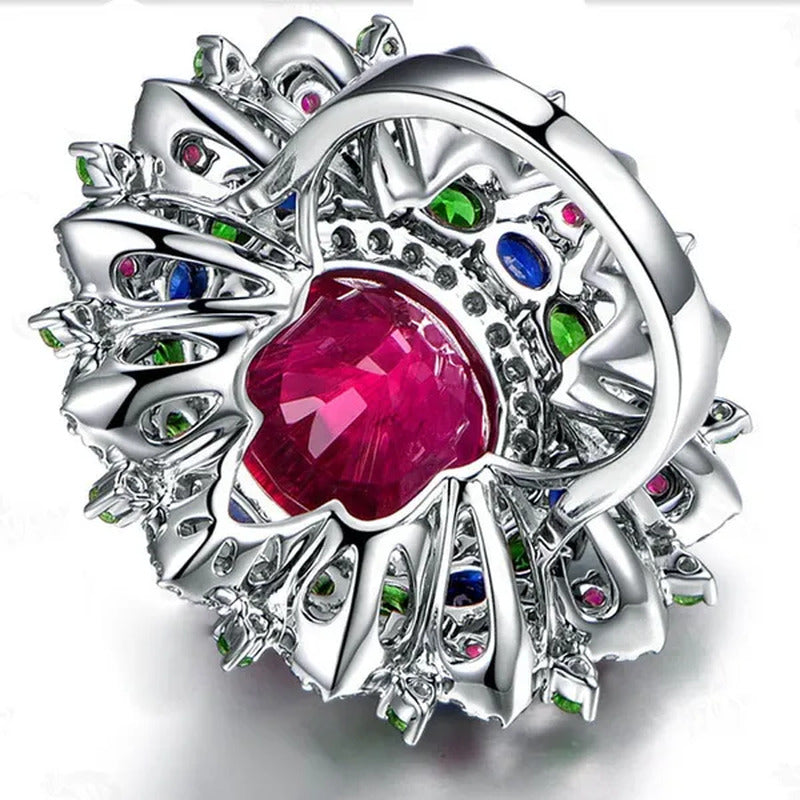 Luxurious 925 Silver Natural Gemstones Ruby and Emerald and Sapphire White Sapph