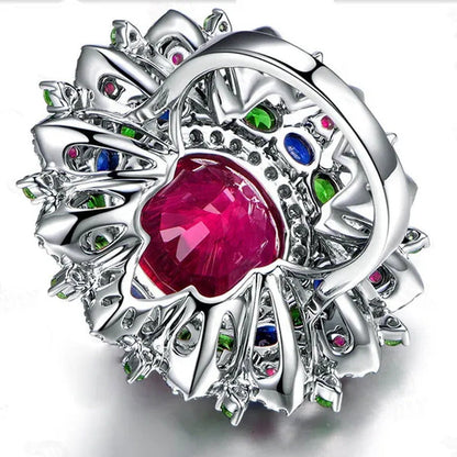 Luxurious 925 Silver Natural Gemstones Ruby and Emerald and Sapphire White Sapph
