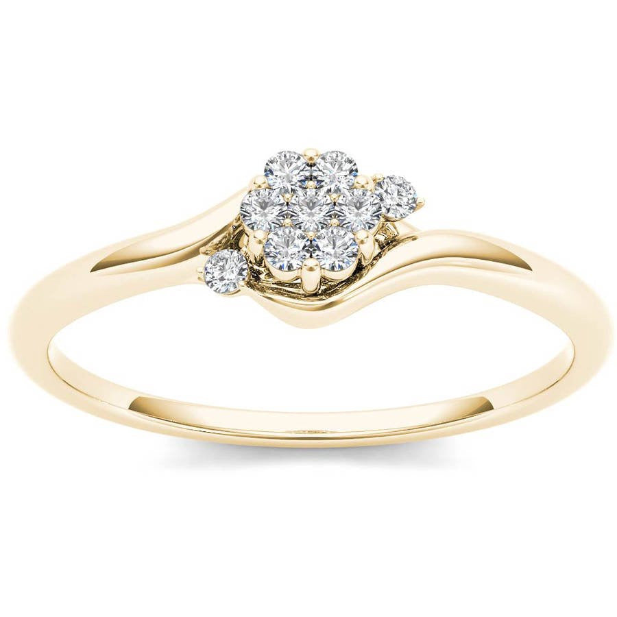 1/10 Carat T.W. Diamond Bypass Cluster 10Kt Yellow Gold Engagement Ring