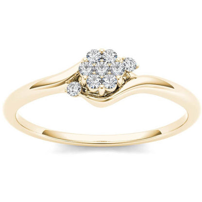 1/10 Carat T.W. Diamond Bypass Cluster 10Kt Yellow Gold Engagement Ring