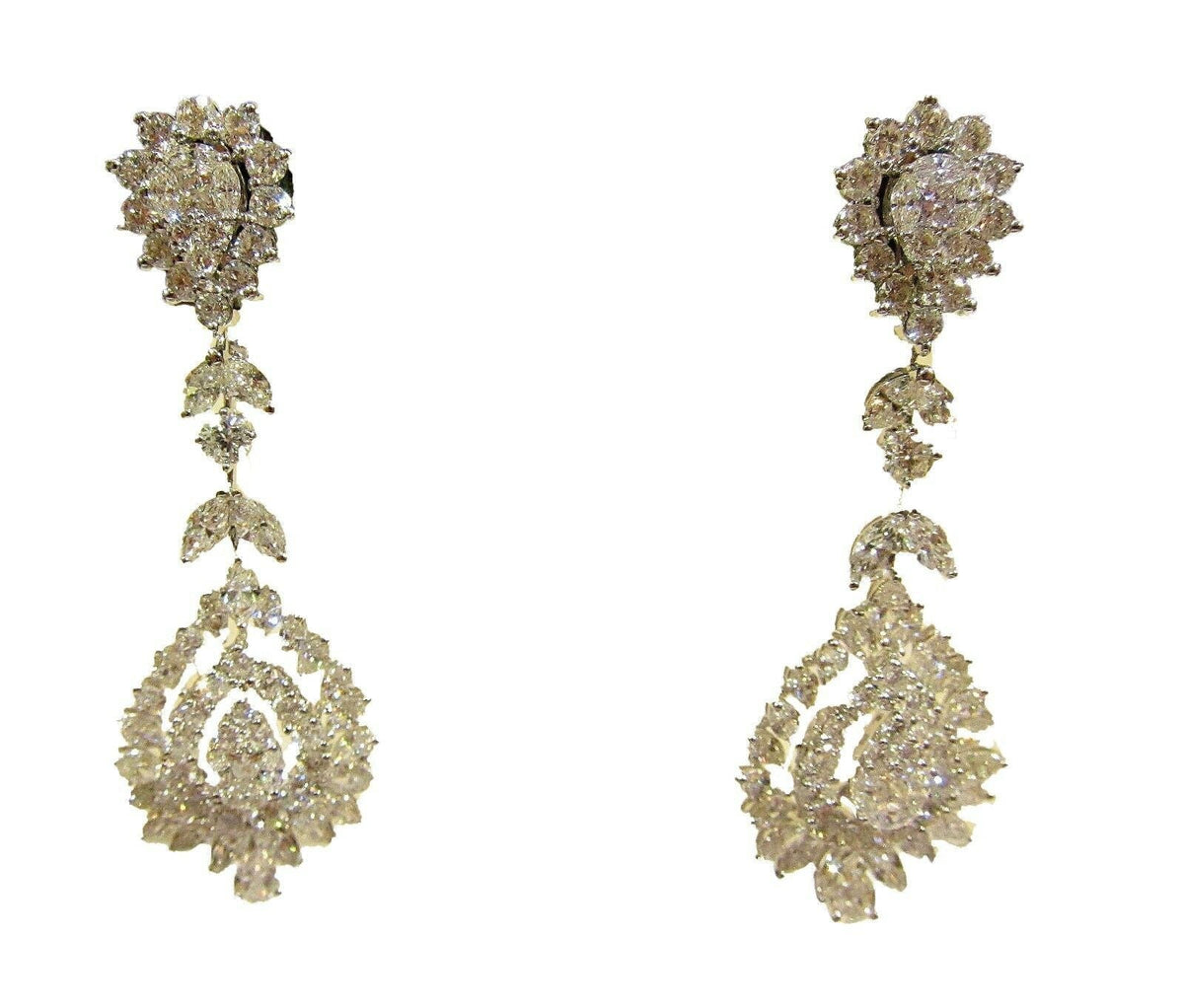 DIAMOND EARRING 4 PRINCESS 2 PEAR SHAPE 56 MARQUISE 64 ROUND BRILLIANT EARRING