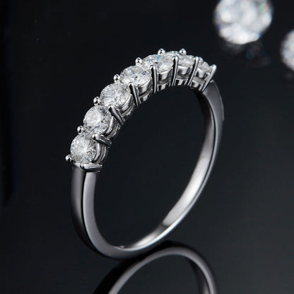 S925 Silver Ring Cross Border E-Commerce Rings Mosangshi Ring Belt Drill