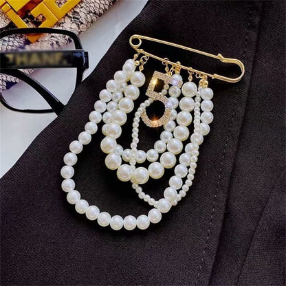 CXDTBH Heavy Industry Pearl Tassel Brooch Fashion Temperament Atmosphere Brooch
