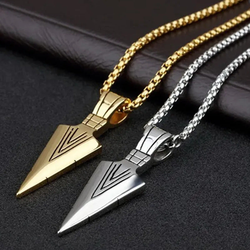 Vintage Men Necklaces Arrowhead Pendant Necklace with 21 Inch Chain Mens Jewelle