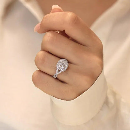 Luxury Fashion Women'S White Gold Engagement Rings Classic Design Dazzling Moiss