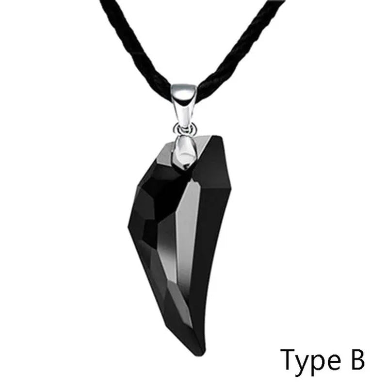 2Pcs Brief Design Women Men Wolf Tooth Crystal Pendant Adjustable Handmade Neckl