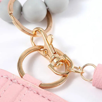 1PC Fashion Wooden Bead Silicone Bead Bracelet Woman Accessories Card Holder Por