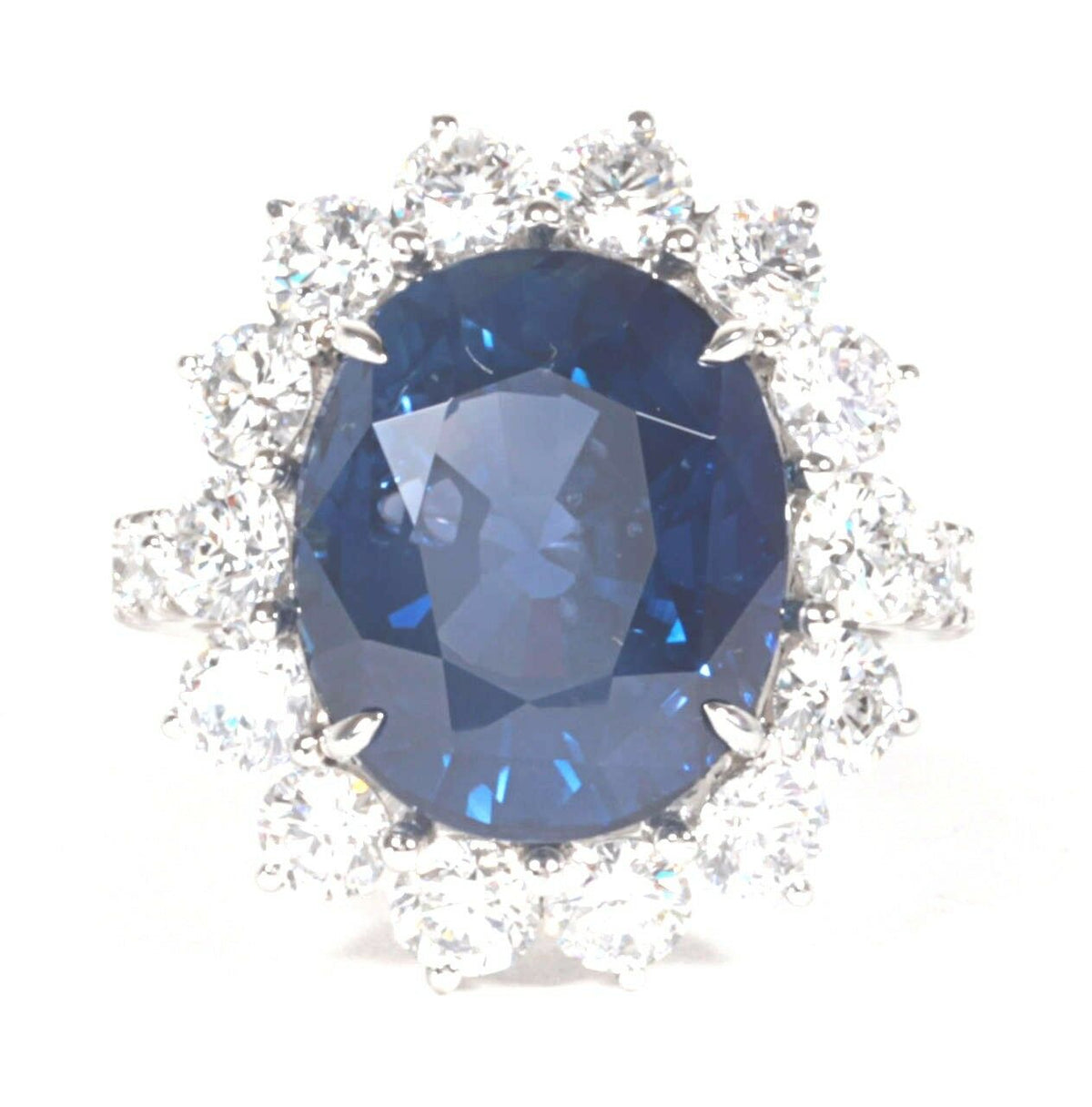 Elegant 11.73 Carat GIA Cert Sapphire 2.85 ct Diamond Platinum Ring