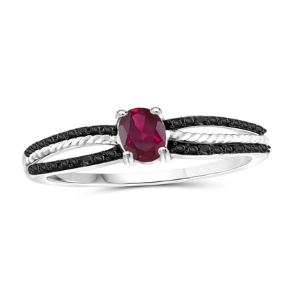 1/2 Carat T.G.W. Ruby and Black Diamond Accent Sterling Silver Ring