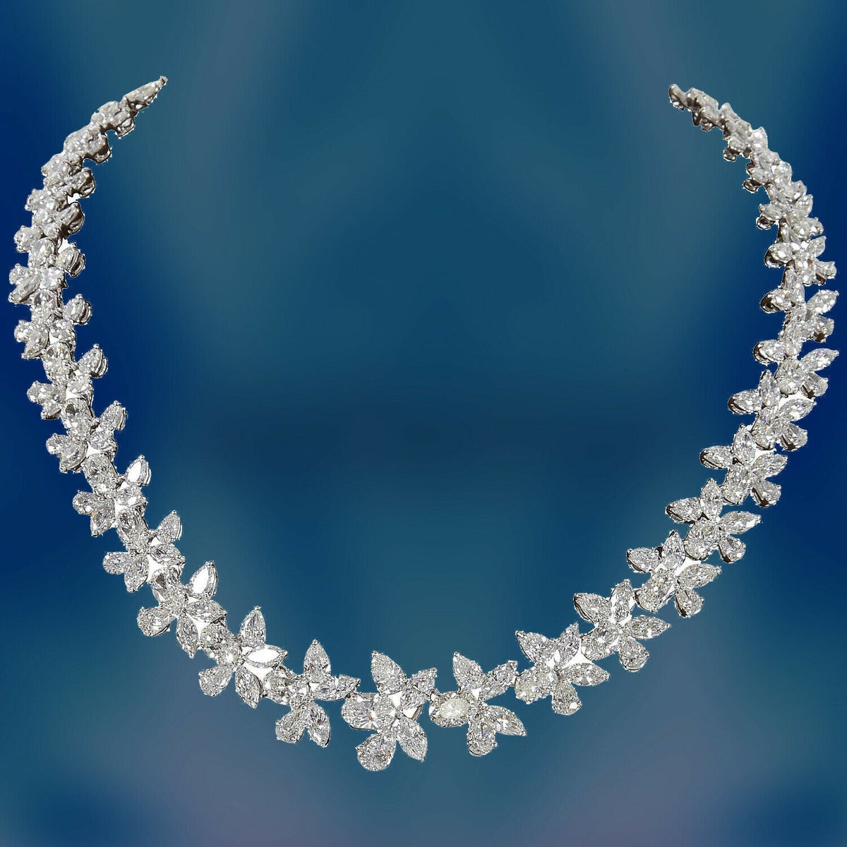 Diamond Platinum Wreath Necklace 56.77 carats of G color VS clarity diamond