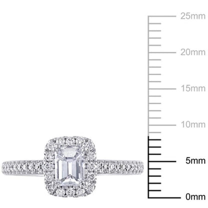 Allura 0.87 CT. T.W. Emerald-Cut Diamond Halo Engagement Ring in 14K White Gold
