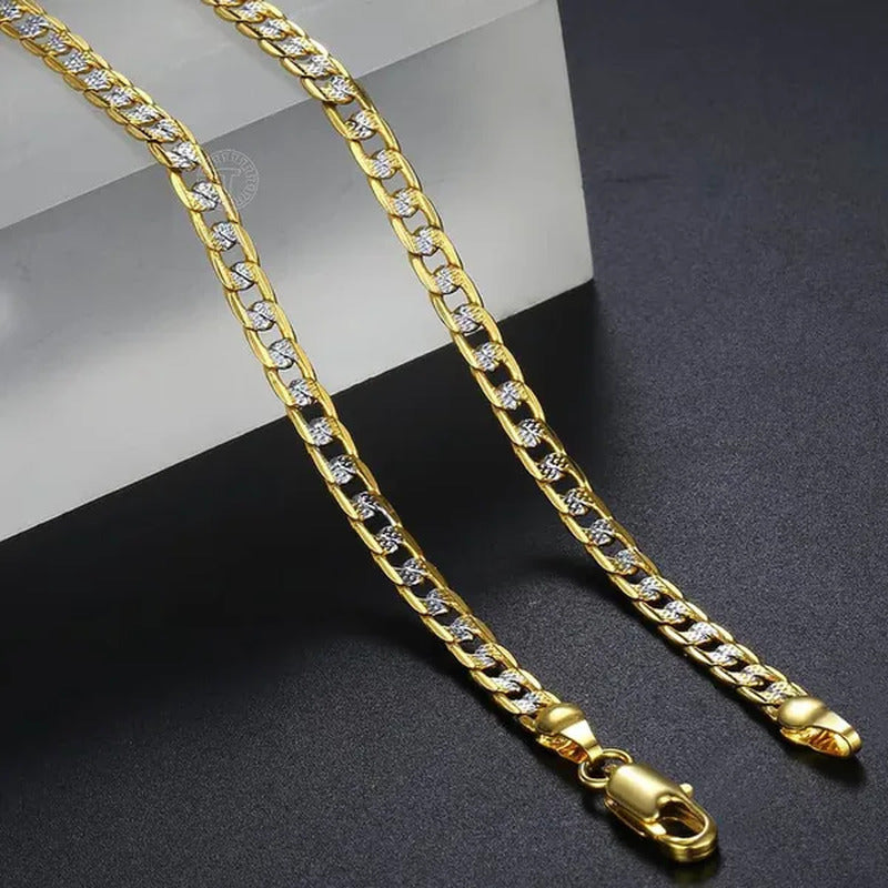 4Mm 18-30" Diamond-Cut Curb Cuban Link Gold Filled Chain Necklace Men Women