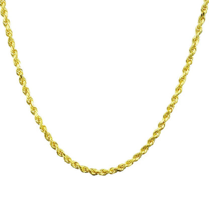 10K Yellow Gold 3Mm Diamond Cut Rope Chain Pendant Necklace, Mens Womens with Lo