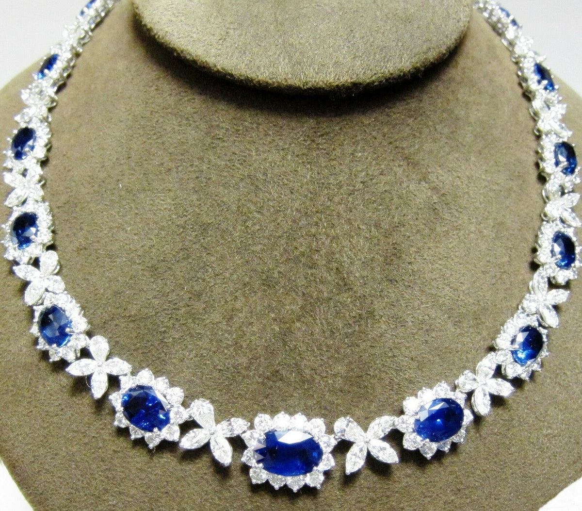 SAPPHIRE OVAL SHAPE SET DIAMOND 18 PEAR 54 MARQUISE 183 ROUND SHAPE NECKLACE
