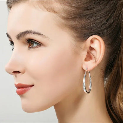 Simple Smooth Gold Plated Exaggerate Hoop Earrings Wedding Engagement Anniversar