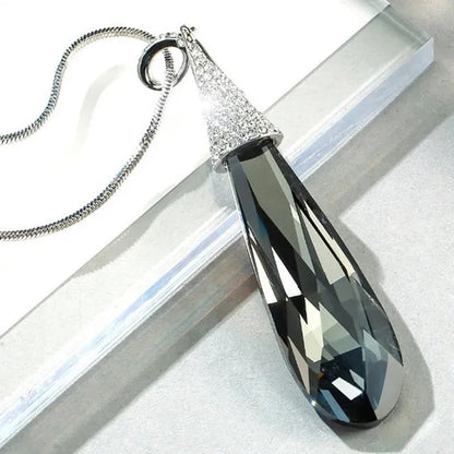 Simple Fashion Necklace Jewelry Large Water Drop Crystal Diamond Sweater Chain