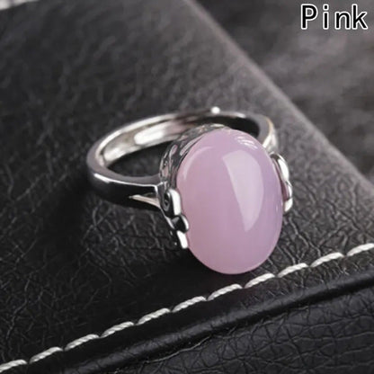 4 Colors Adjustable Natural Gemstone Ring Ruby Sapphire Powder Crystal Open Ring