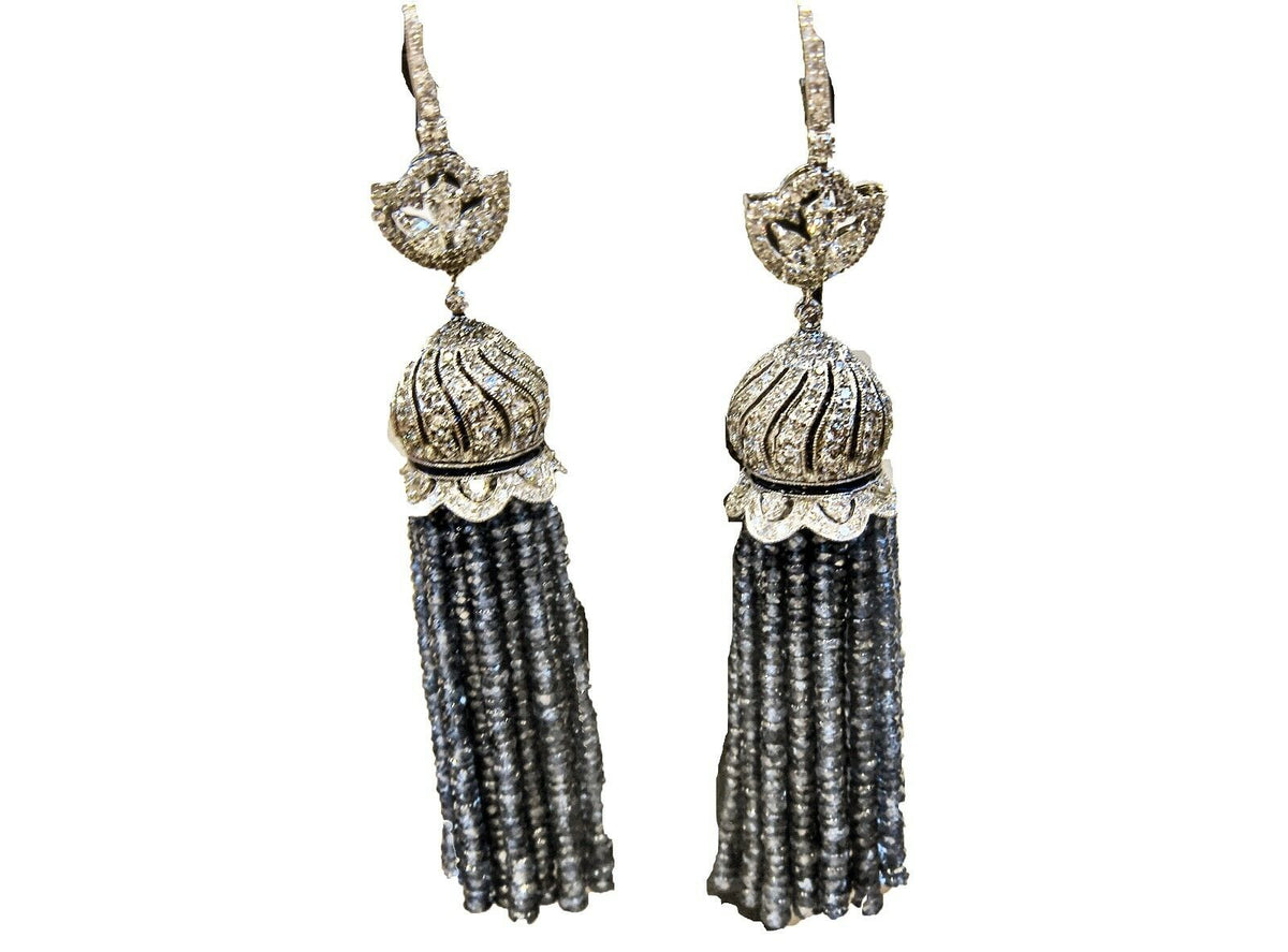SAPPHIRE BEADS SET DIAMOND ROUND MARQUISE PEAR SHAPE