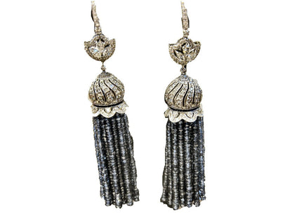 SAPPHIRE BEADS SET DIAMOND ROUND MARQUISE PEAR SHAPE