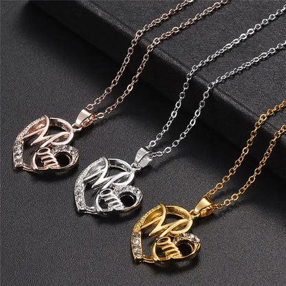 New Fashion Creative Love MOM Necklace Diamond-Encrusted Mom Heart-Shaped Neckla
