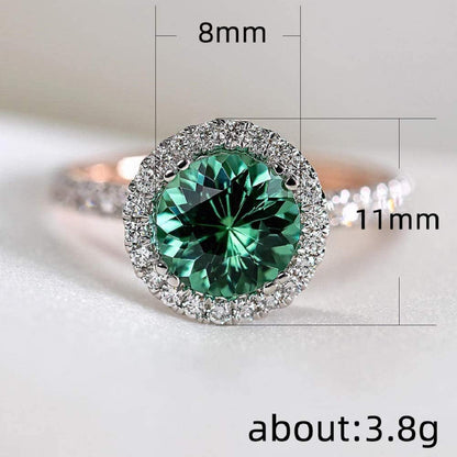 Gemstone Birthstone Sapphire Emerald Halo Statement Engagement Rings for Women,