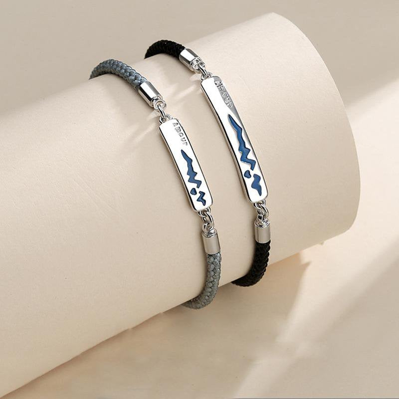 2 Pcs Alloy Couple Bracelets Bangles Adjustable Chain Wristband Temperature Chan