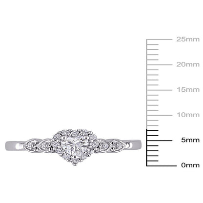 3/8 Carat T.G.W. Created White Sapphire and Diamond-Accent Sterling Silver Heart