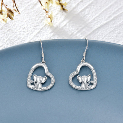 Elephant Earrings 925 Sterling Silver Elephant Dangle Earrings Elephant Jewelry