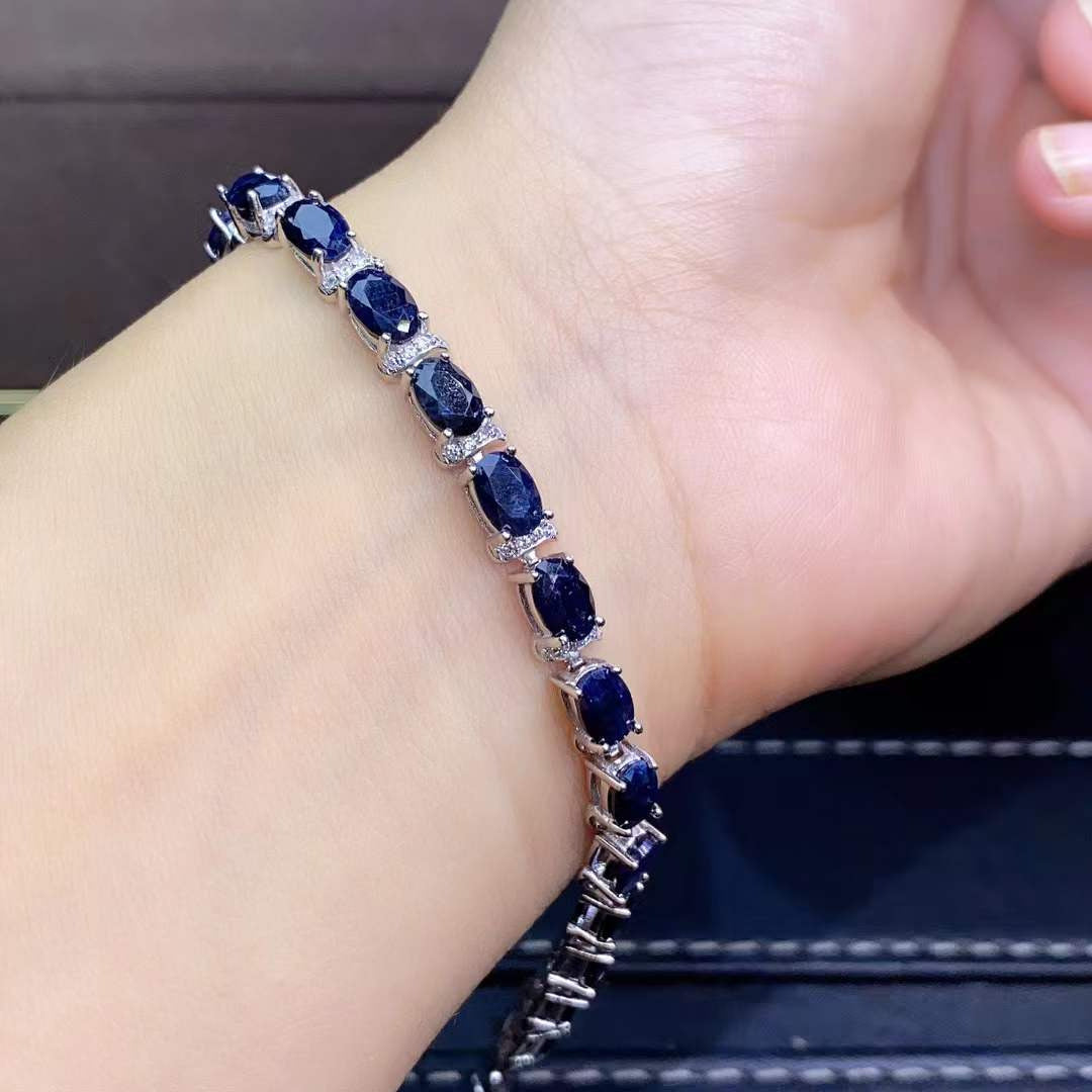 Luxury Natural Sapphire Bracelet 2 CT Natural Blue Sapphire Bracelet