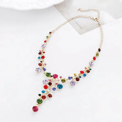 1Pc Colorful Diamond Temperament Diamond Accessories Y-Shaped Diamond Necklace C
