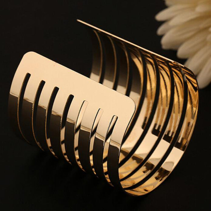 New Fashion Women'S Vintage Gold Punk Cuff Bracelet Jewelry Gold