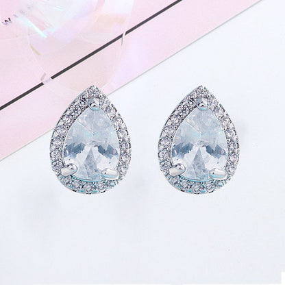 Inlaid Earring Minimalist Jewelry Gift Diamond Metal Ladies Vintage Flash Earrin