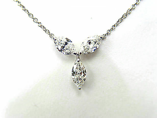 DIAMOND 3 MARQUISE SHAPE DIAMOND PENDANT INCLUDED 14 INCH CHAIN