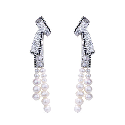Women'S Light Luxury Tassel Natural Pearl Earrings