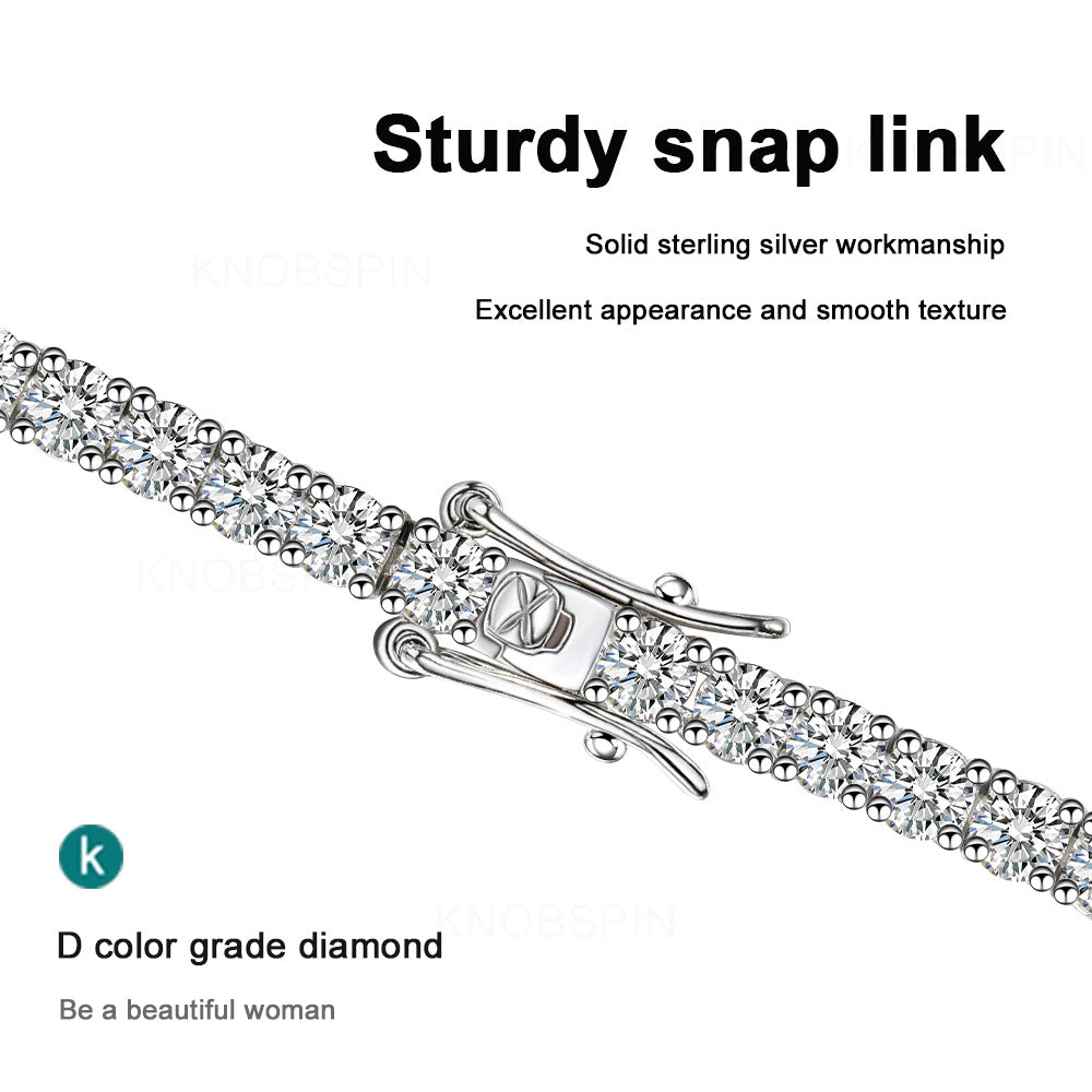 Real Moissanite Bracelet for Women S925 Sterling Silver 4Mm Diamonds Bangles