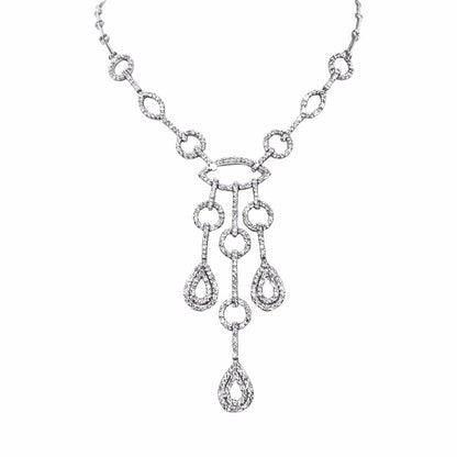 2.99 CT ROUND BRILLIANT DIAMOND FRONT SET ROUND NECKLACE 18 KARAT WHITE GOLD