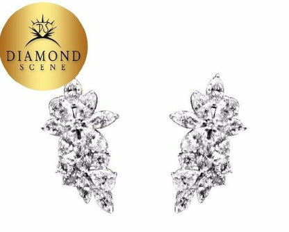 DIAMOND PEAR MARQUISE ROUND BRILLIANT SHAPE HUGGIE 7.40 CT 18 K WHITE GOLD F VS