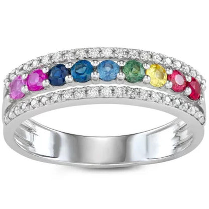 Rainbow Sapphire and Diamond Ring in 14K Gold