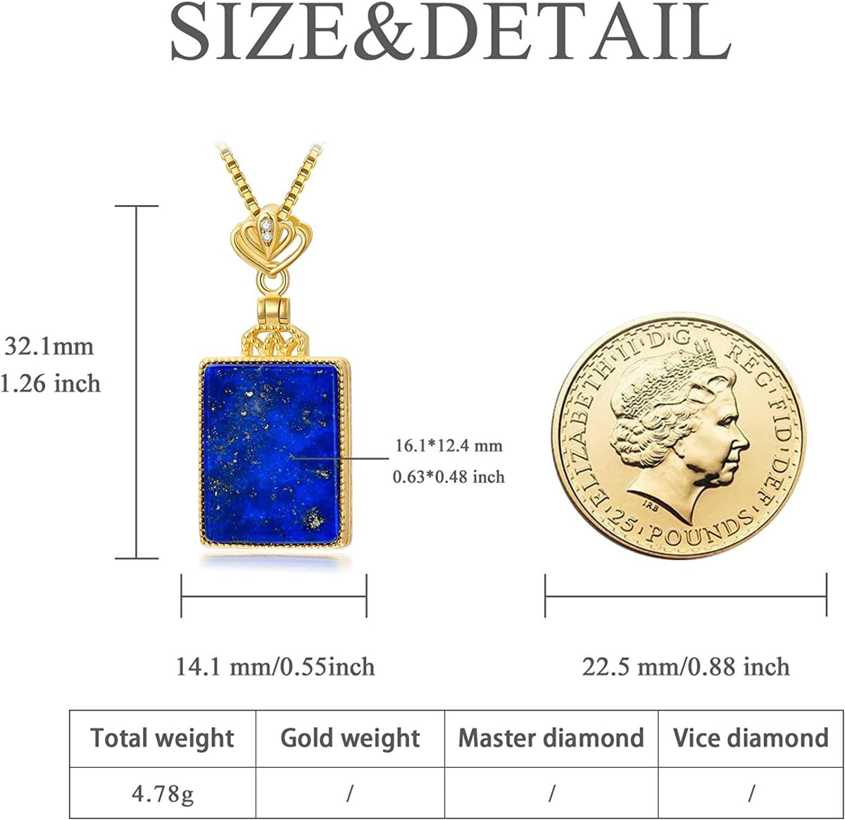 Lapis Lazuli Necklaces 925 Sterling Silver Lapis Crystal Pendant Necklace for Wo
