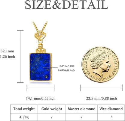 Lapis Lazuli Necklaces 925 Sterling Silver Lapis Crystal Pendant Necklace for Wo