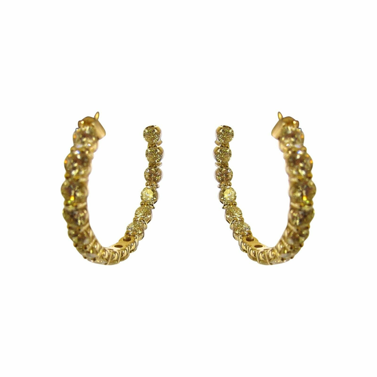 DIAMOND HOOP EARRING ROUND BRILLIANT INSIDE OUTSIDE SET DIAMOND EARRING