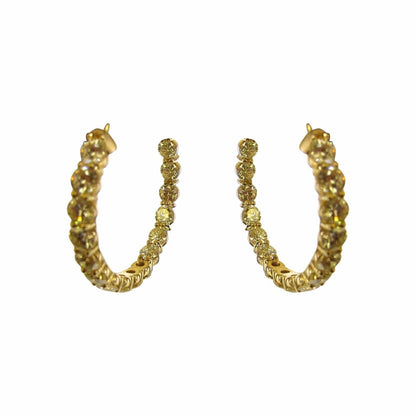 DIAMOND HOOP EARRING ROUND BRILLIANT INSIDE OUTSIDE SET DIAMOND EARRING