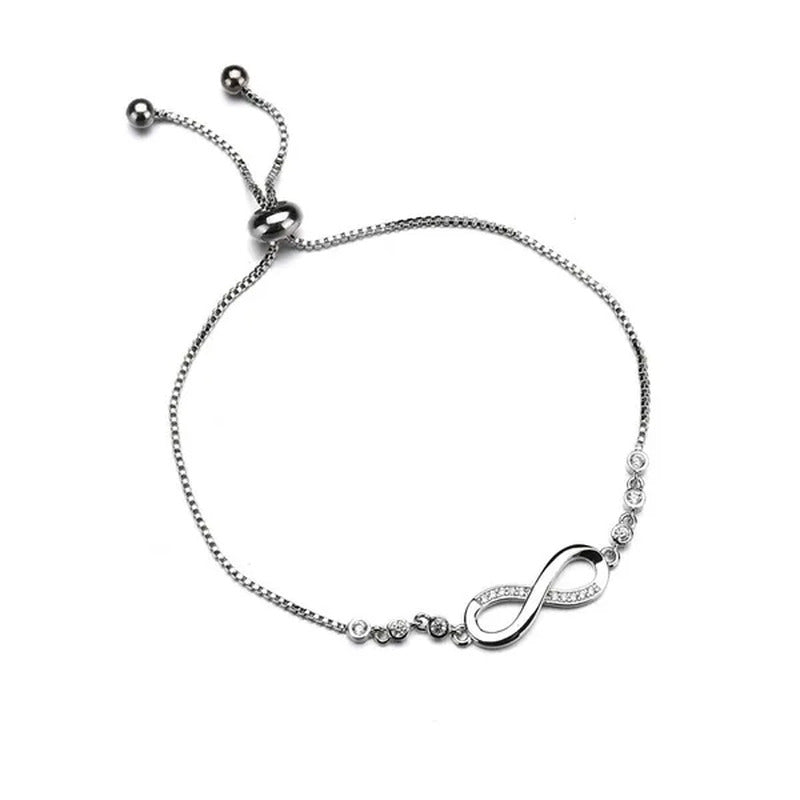 New Arrival 925 Sterling Silver Charm Bracelet Jewelry Infinity Eight Crystal Di