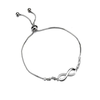 New Arrival 925 Sterling Silver Charm Bracelet Jewelry Infinity Eight Crystal Di