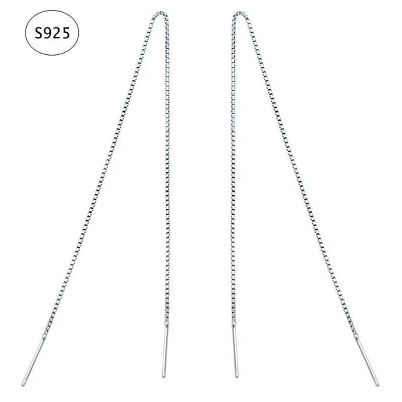 Minimalist Women'S Earline Earrings 925 Sterling Silver Long Chain Earrings, Wom