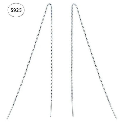 Minimalist Women'S Earline Earrings 925 Sterling Silver Long Chain Earrings, Wom