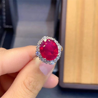 Real 925 Silver Gemstone Ring for Engagement Natural Ruby Silver Ring Solid