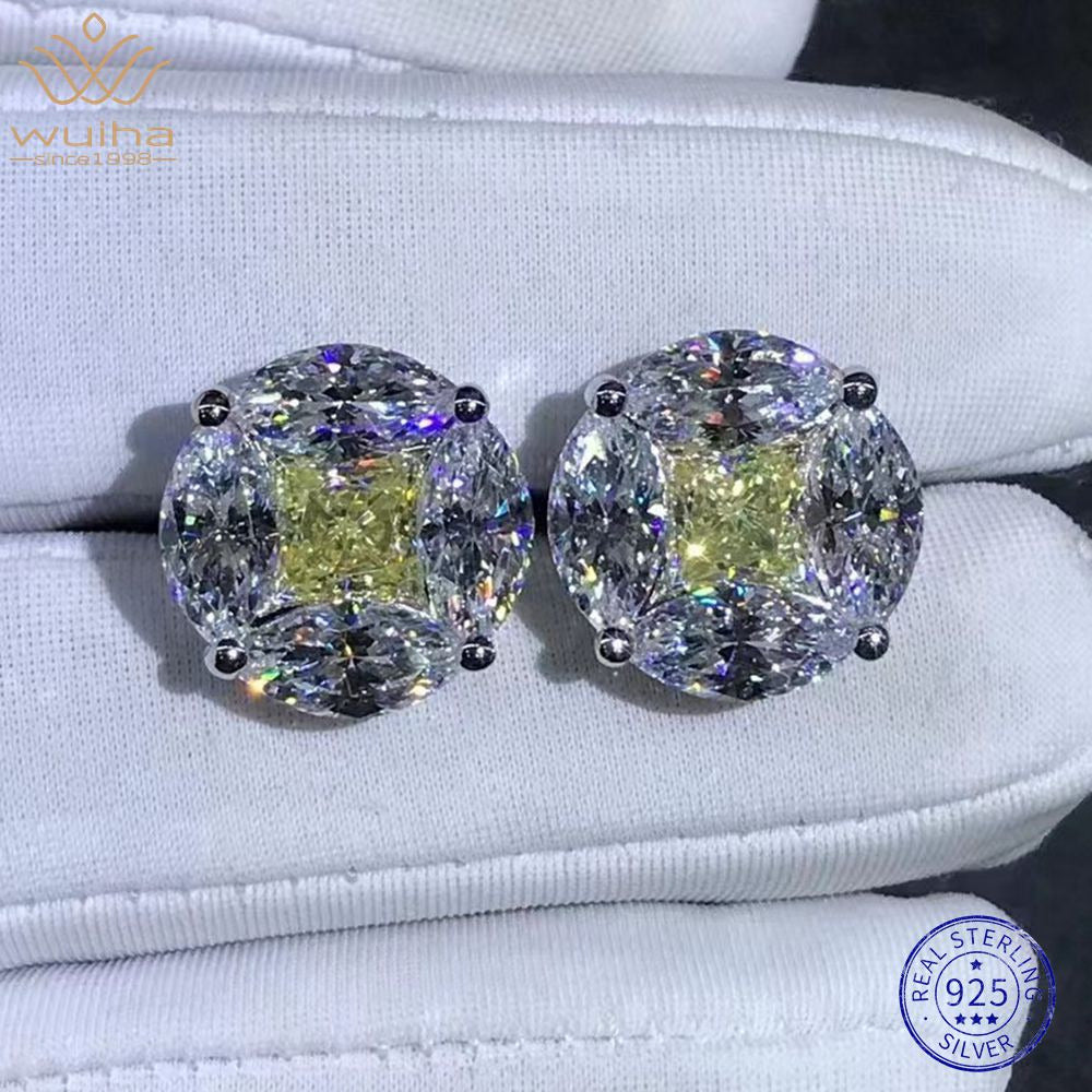925 Sterling Silver 3EX Crushed Ice 10CT VVS White Sapphire Synthetic Moissanite
