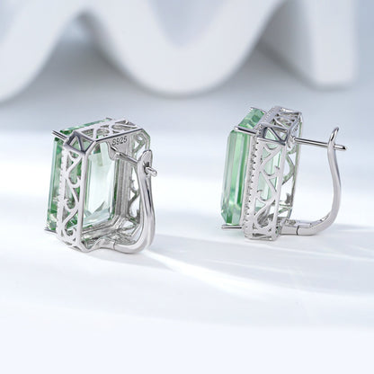 Luxurious and High-Grade Natural Green Crystal Earrings, Fashionable Design, S92